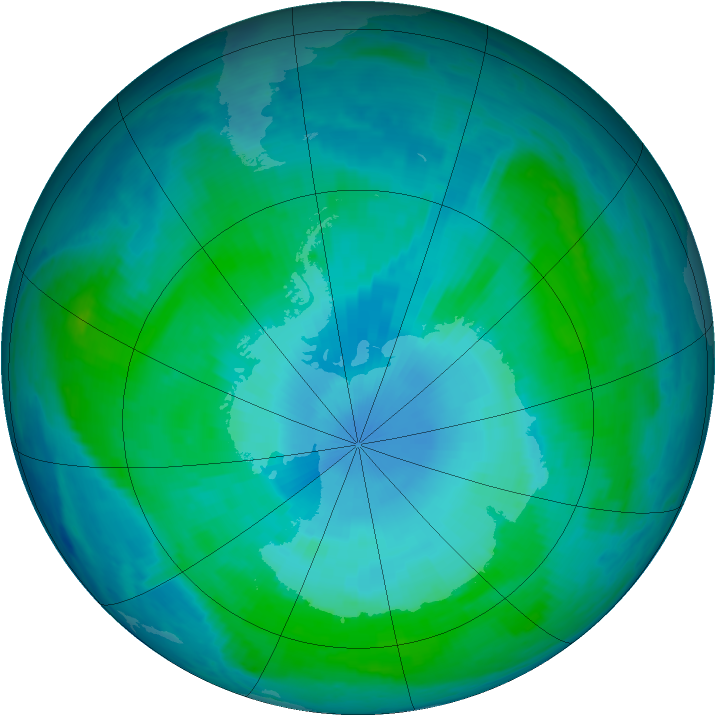 Antarctic ozone map for 26 January 1999